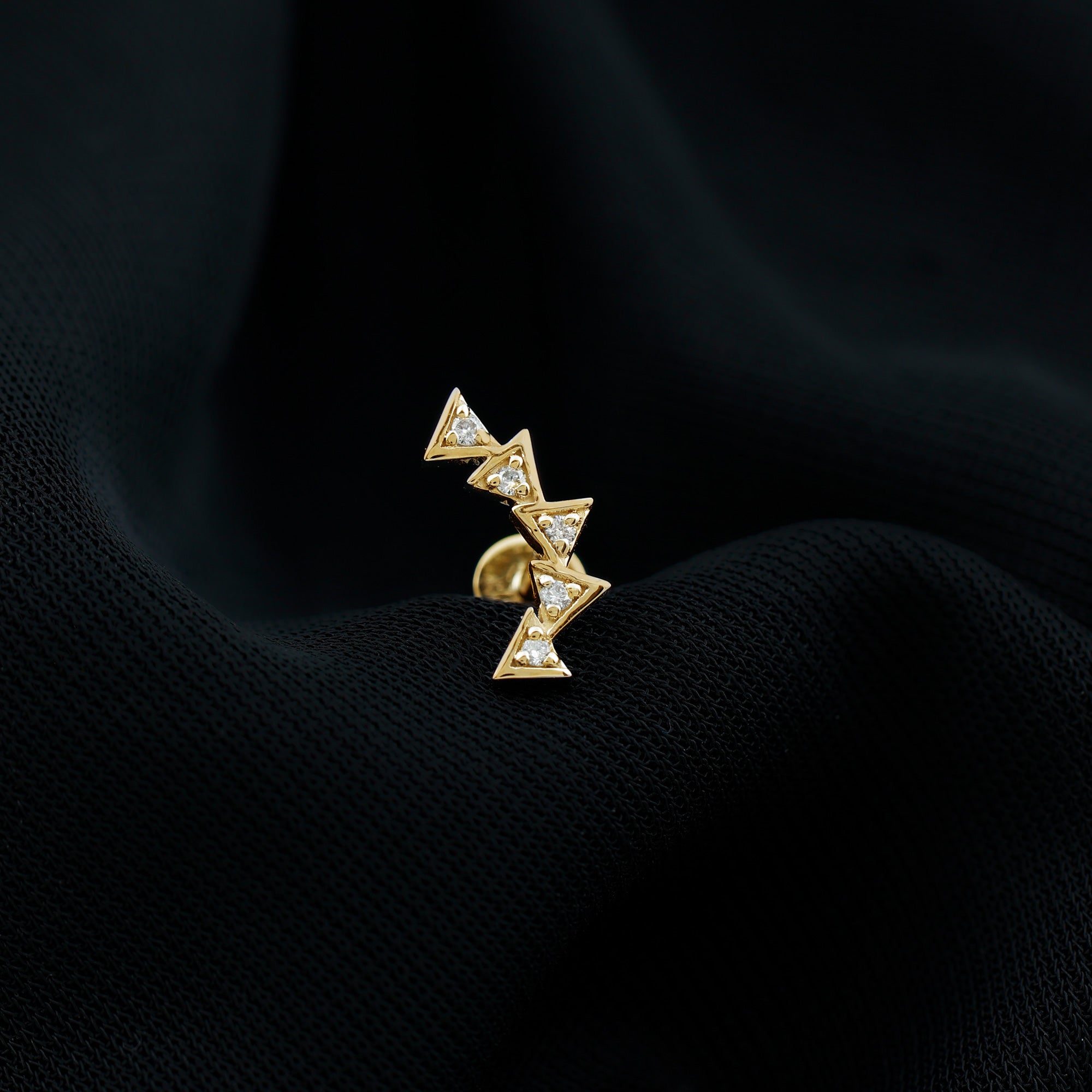 Genuine Diamond Geometric Curved Cartilage Earring Natural - ( HI-SI ) - Rosec Jewels