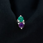 Real Amethyst and Emerald Earring for Helix Piercing AAA - Rosec Jewels