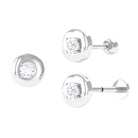 Moissanite Circle Solitaire Cartilage Earring in Gold Moissanite - ( D-VS1 ) - Color and Clarity - Rosec Jewels