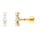 Pear and Round Diamond Three Stone Tragus Earring Diamond - ( HI-SI ) - Color and Clarity - Rosec Jewels