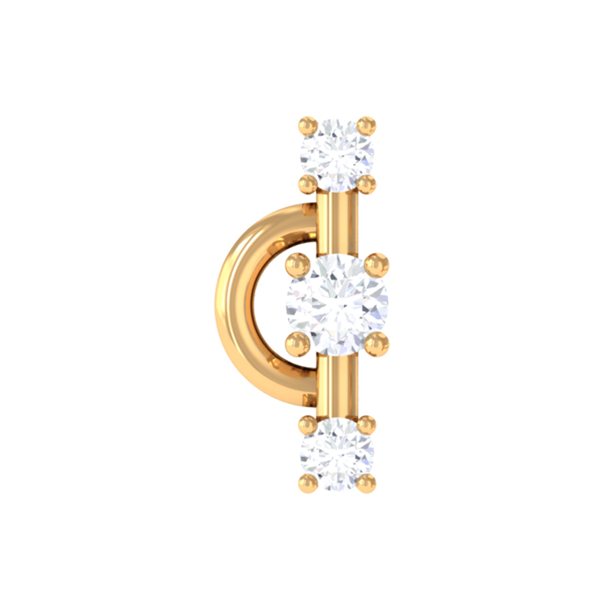 Natural Diamond Unique Tragus Earring with Certificate Natural - ( HI-SI ) - Rosec Jewels