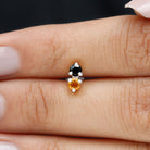 Minimal Citrine and Black Diamond 2 Stone Conch Earring Black Diamond - ( AAA ) - Quality - Rosec Jewels