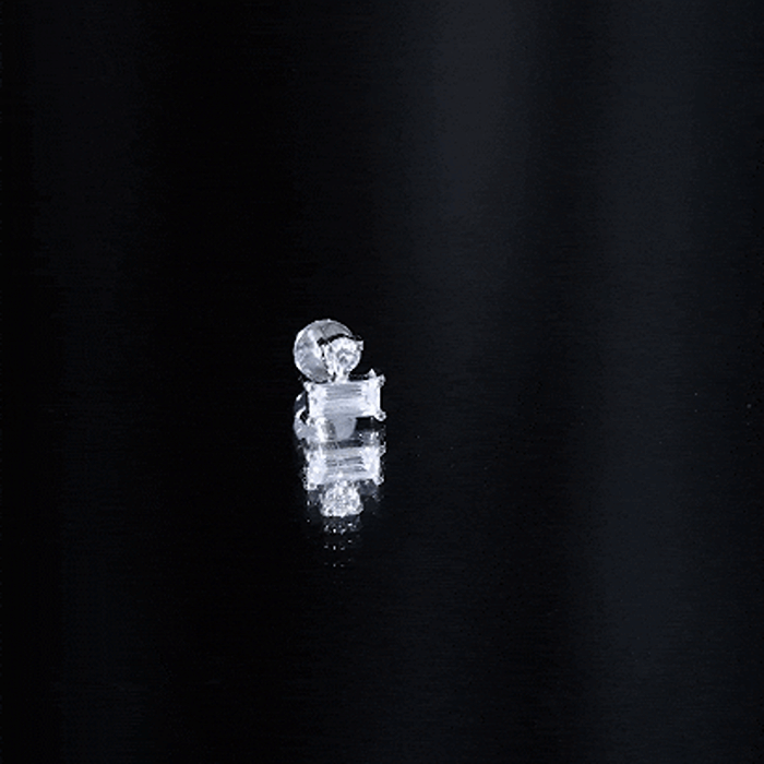 Baguette and Round Cut Moissanite Tragus Earring D-VS1 - Rosec Jewels