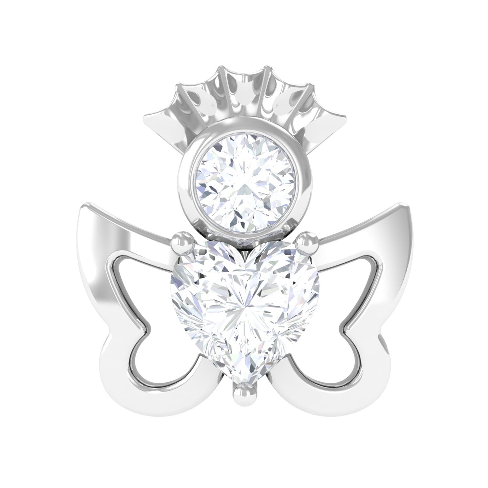 Heart Shape Moissanite Angel Earring for Upper Lobe Piercing D-VS1 - Rosec Jewels