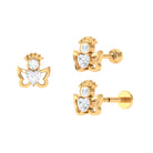 Heart Shape Moissanite Angel Earring for Upper Lobe Piercing Moissanite - ( D-VS1 ) - Color and Clarity - Rosec Jewels