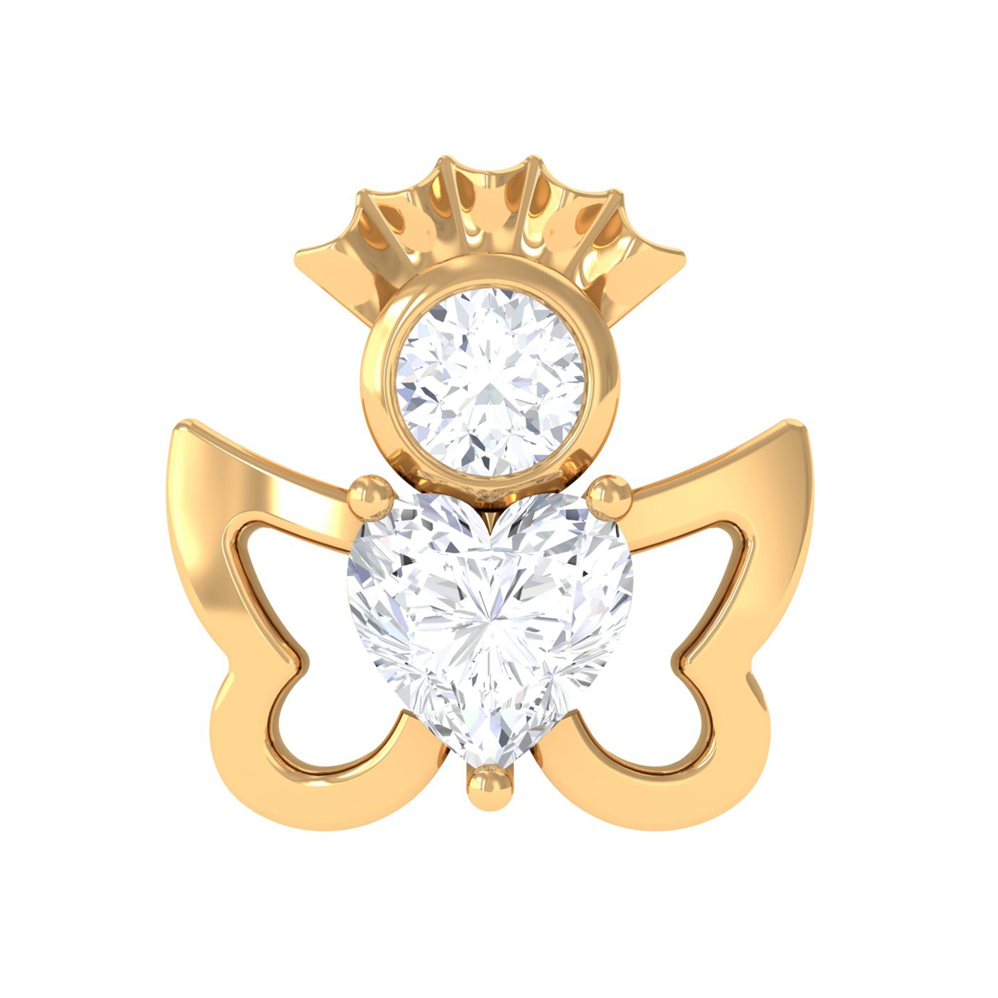 Heart Shape Moissanite Angel Earring for Upper Lobe Piercing D-VS1 - Rosec Jewels