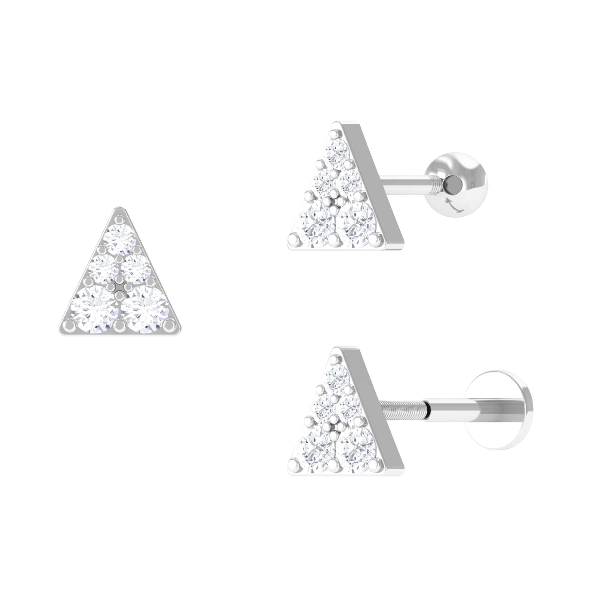 Dainty Moissanite Gold Triangle Earring for Cartilage Piercing Moissanite - ( D-VS1 ) - Color and Clarity - Rosec Jewels