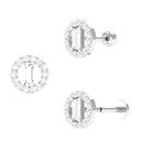Baguette and Round Moissanite Open Circle Earring Moissanite - ( D-VS1 ) - Color and Clarity - Rosec Jewels