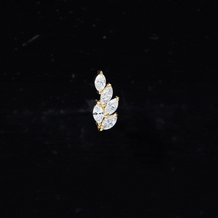 Marquise Moissanite Leaf Earring for Helix Piercing D-VS1 - Rosec Jewels