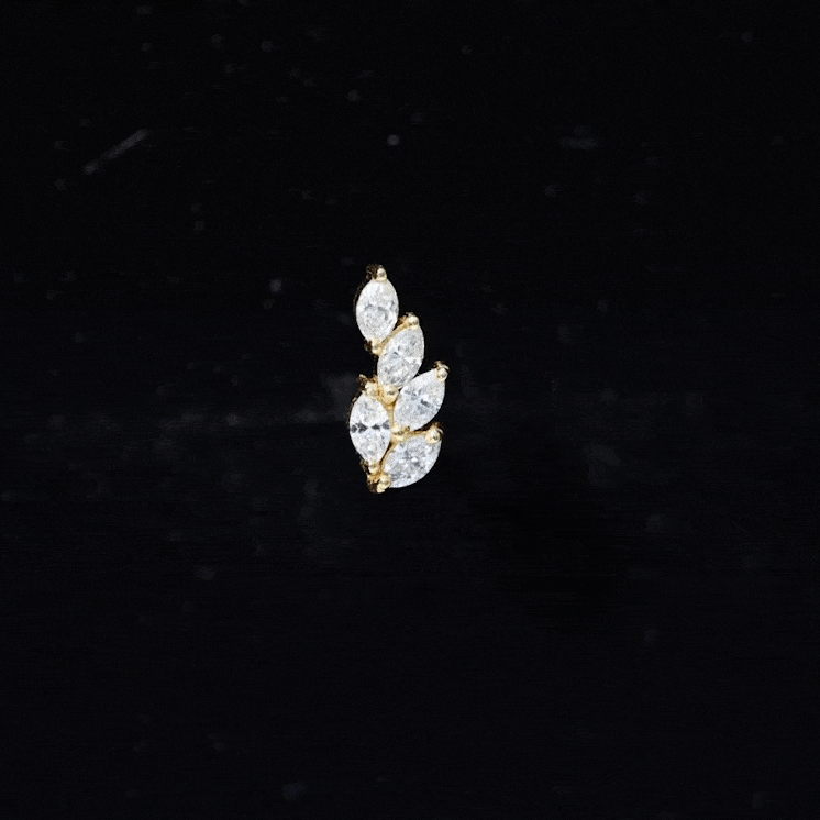 Marquise Moissanite Leaf Earring for Helix Piercing Moissanite - ( D-VS1 ) - Color and Clarity - Rosec Jewels