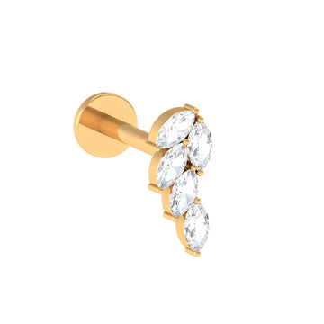 Marquise Moissanite Leaf Earring for Helix Piercing Moissanite - ( D-VS1 ) - Color and Clarity - Rosec Jewels