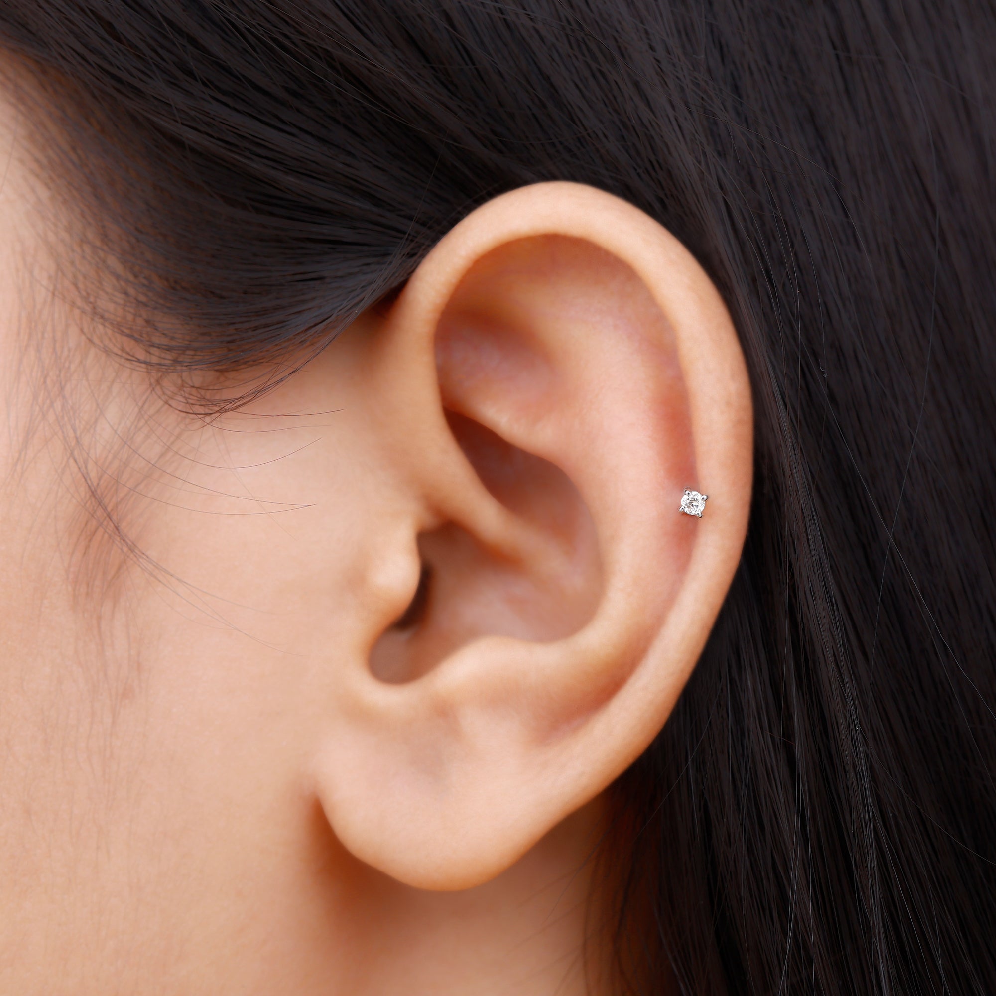 Natural Diamond Conch Piercing Earring Natural - ( HI-SI ) - Rosec Jewels