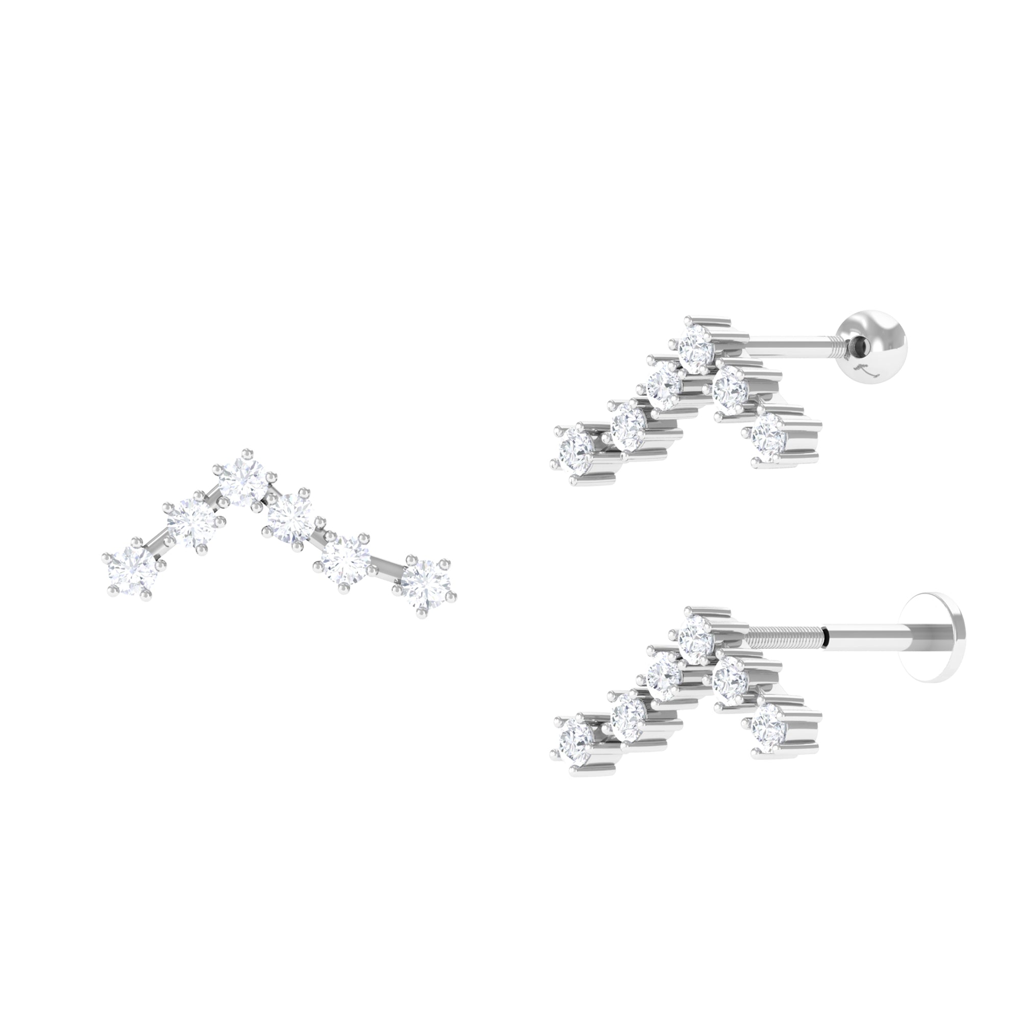Certified Moissanite Pisces Zodiac Crawler Earring Moissanite - ( D-VS1 ) - Color and Clarity - Rosec Jewels