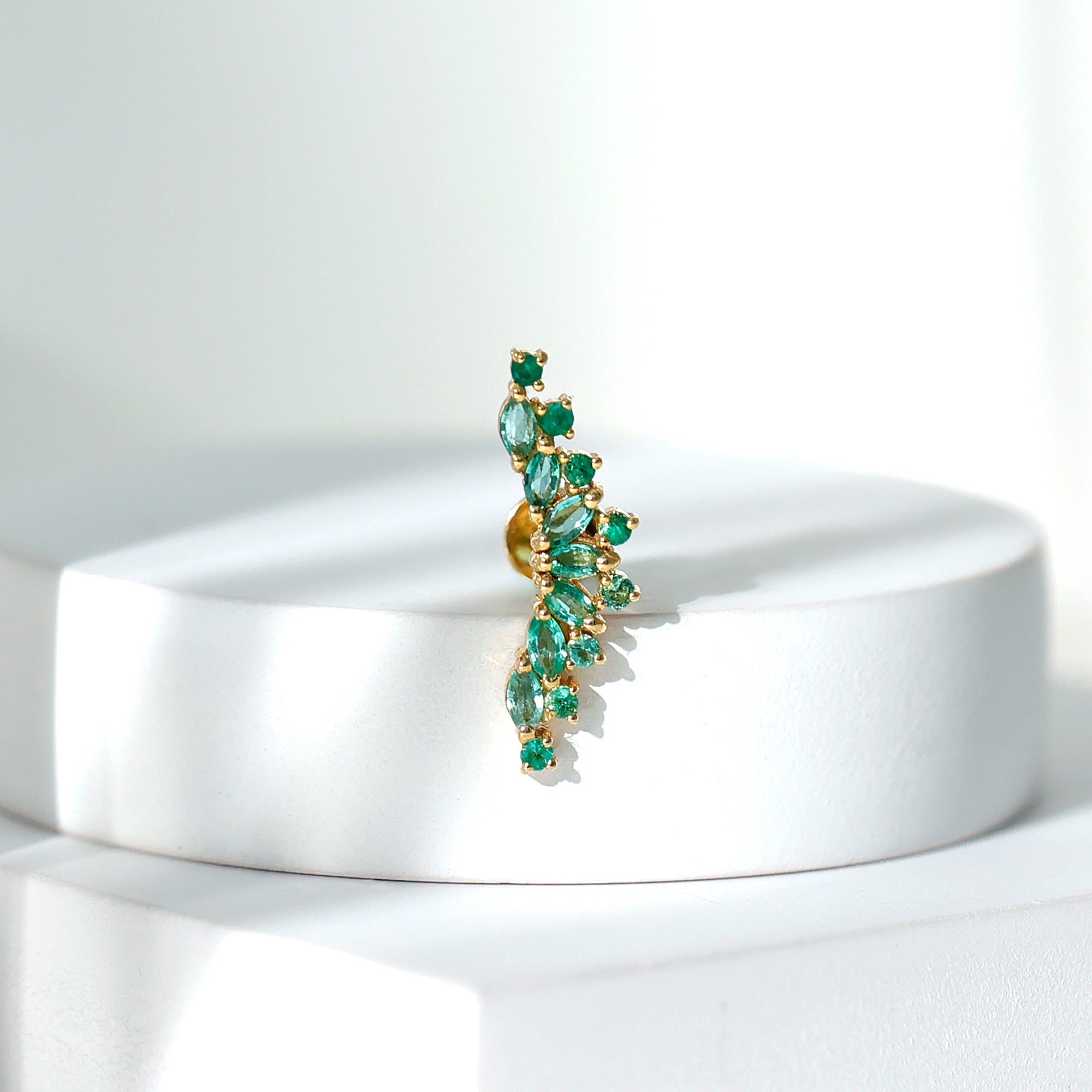 Unique Marquise Emerald Crawler Cartilage Earring in Gold Emerald - ( AAA ) - Quality - Rosec Jewels