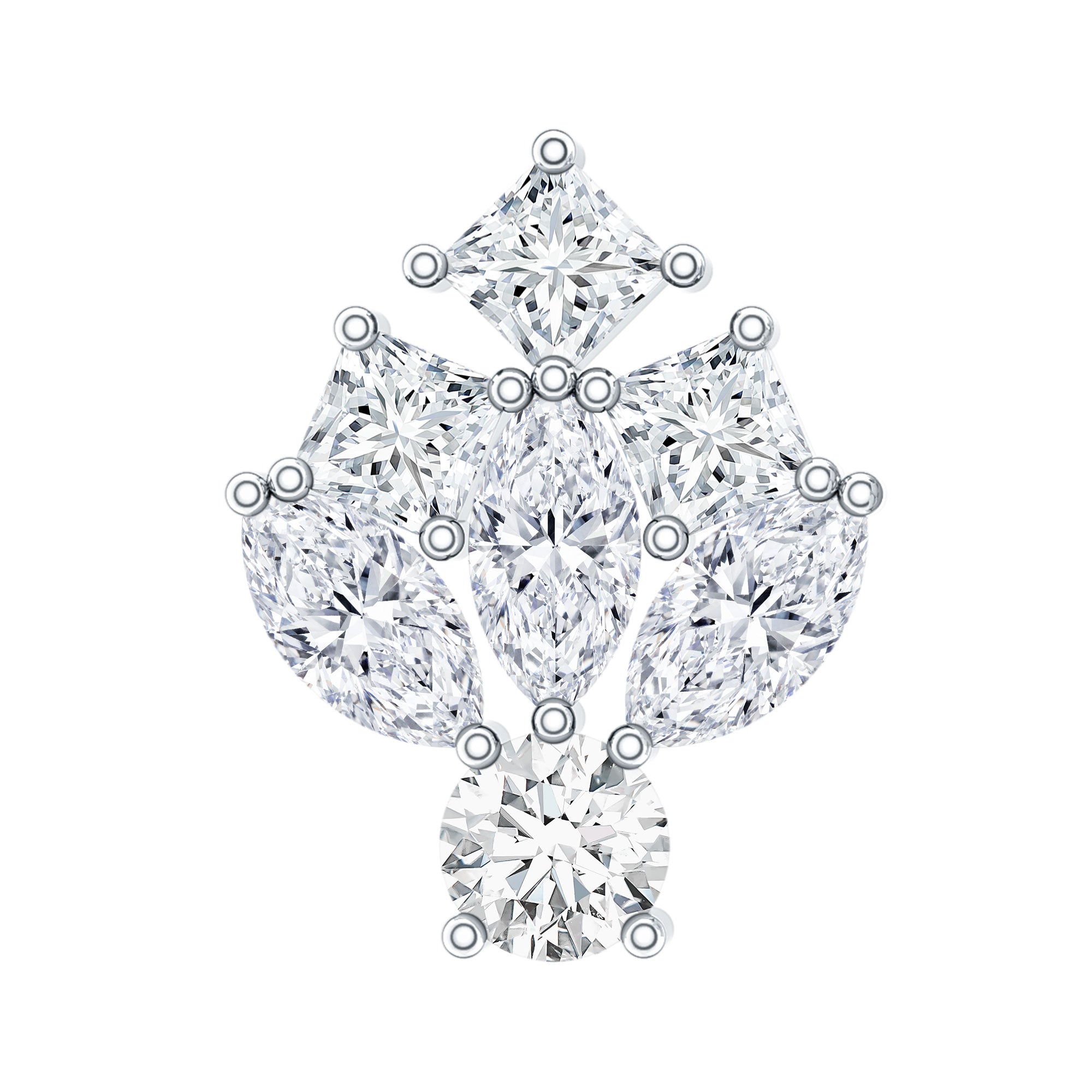 Moissanite Cluster Earring for Upper Lobe Piercing