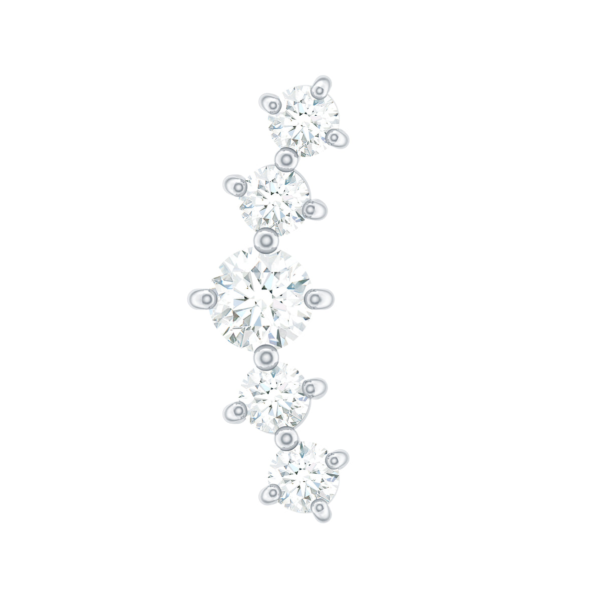 Certified Moissanite Curved Crawler Earring with Flat Back D-VS1 - Rosec Jewels
