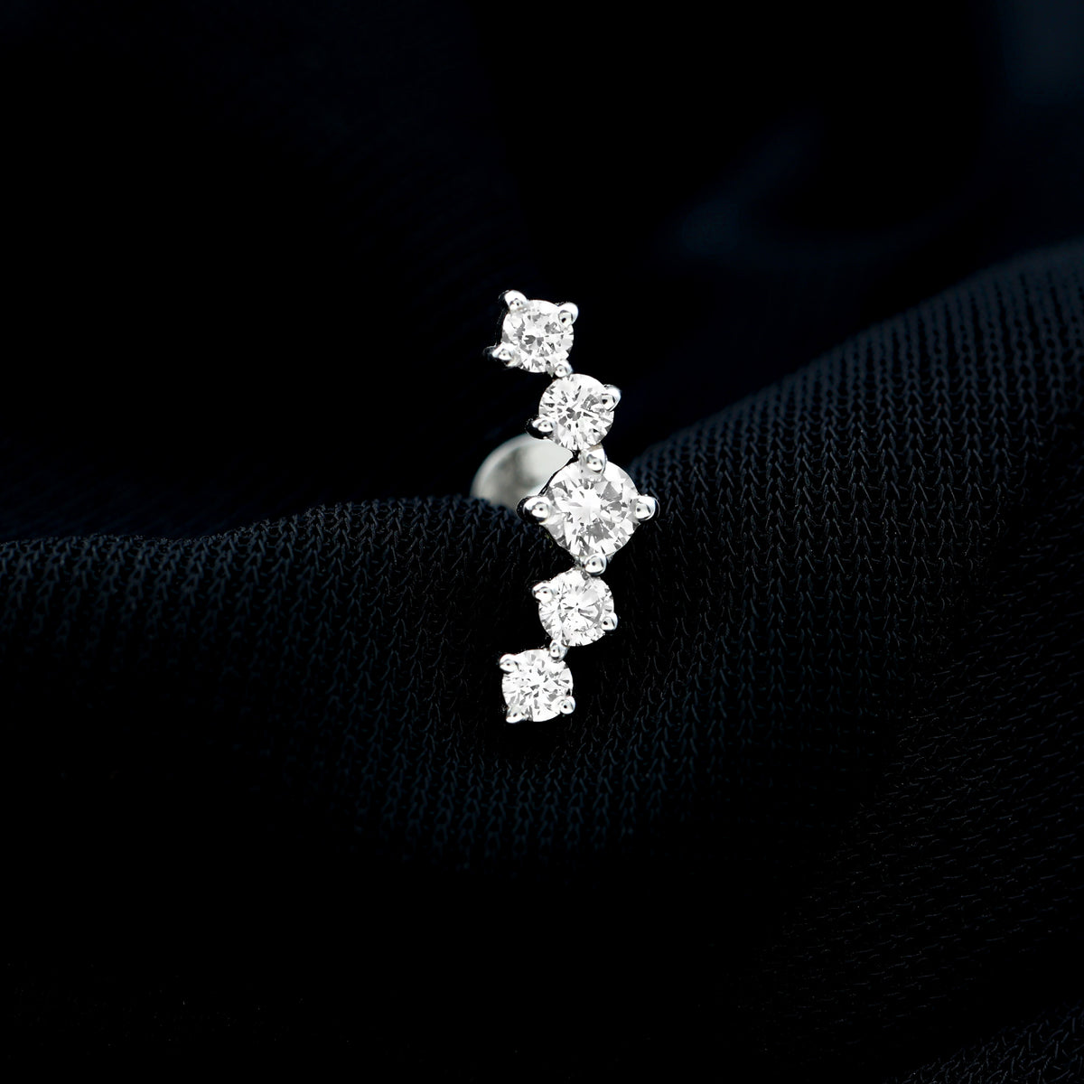 Certified Moissanite Curved Crawler Earring with Flat Back D-VS1 - Rosec Jewels