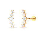 Graduated Style Moissanite Crawler Earring Moissanite - ( D-VS1 ) - Color and Clarity - Rosec Jewels