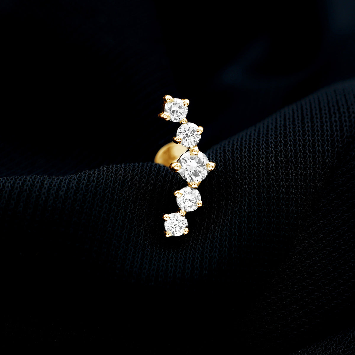 Certified Moissanite Curved Crawler Earring with Flat Back D-VS1 - Rosec Jewels