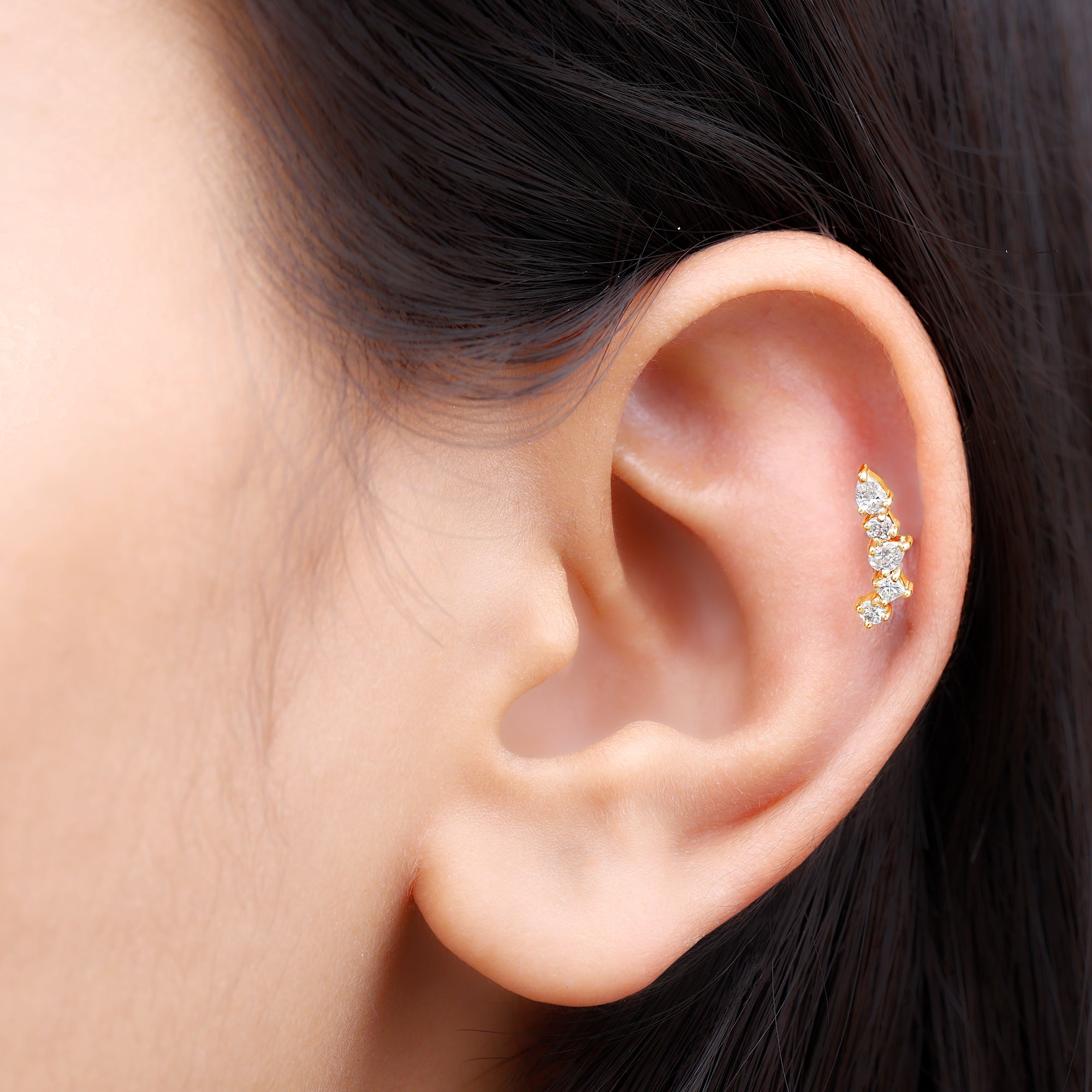 Unique Diamond Crawler Earring for Helix Piercing – Rosec Jewels