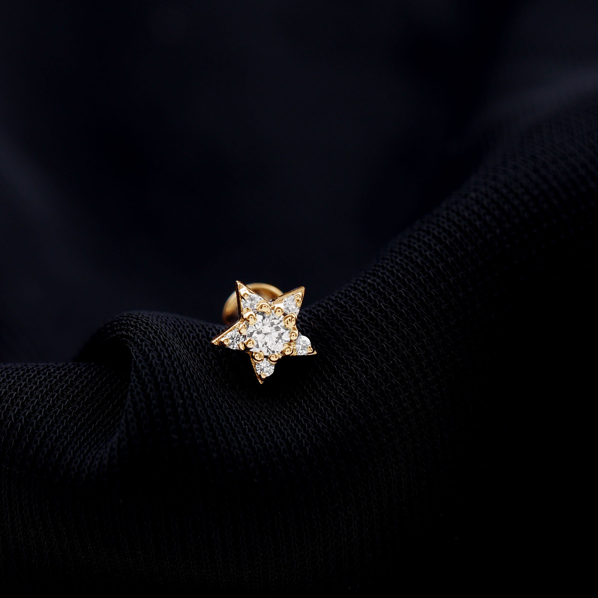 Minimal Diamond Star Celestial Earring for Helix Piercing Natural - ( HI-SI ) - Rosec Jewels