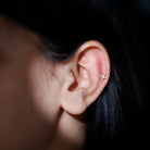 Vintage Inspired Oval Diamond Cartilage Earring Natural - ( HI-SI ) - Rosec Jewels