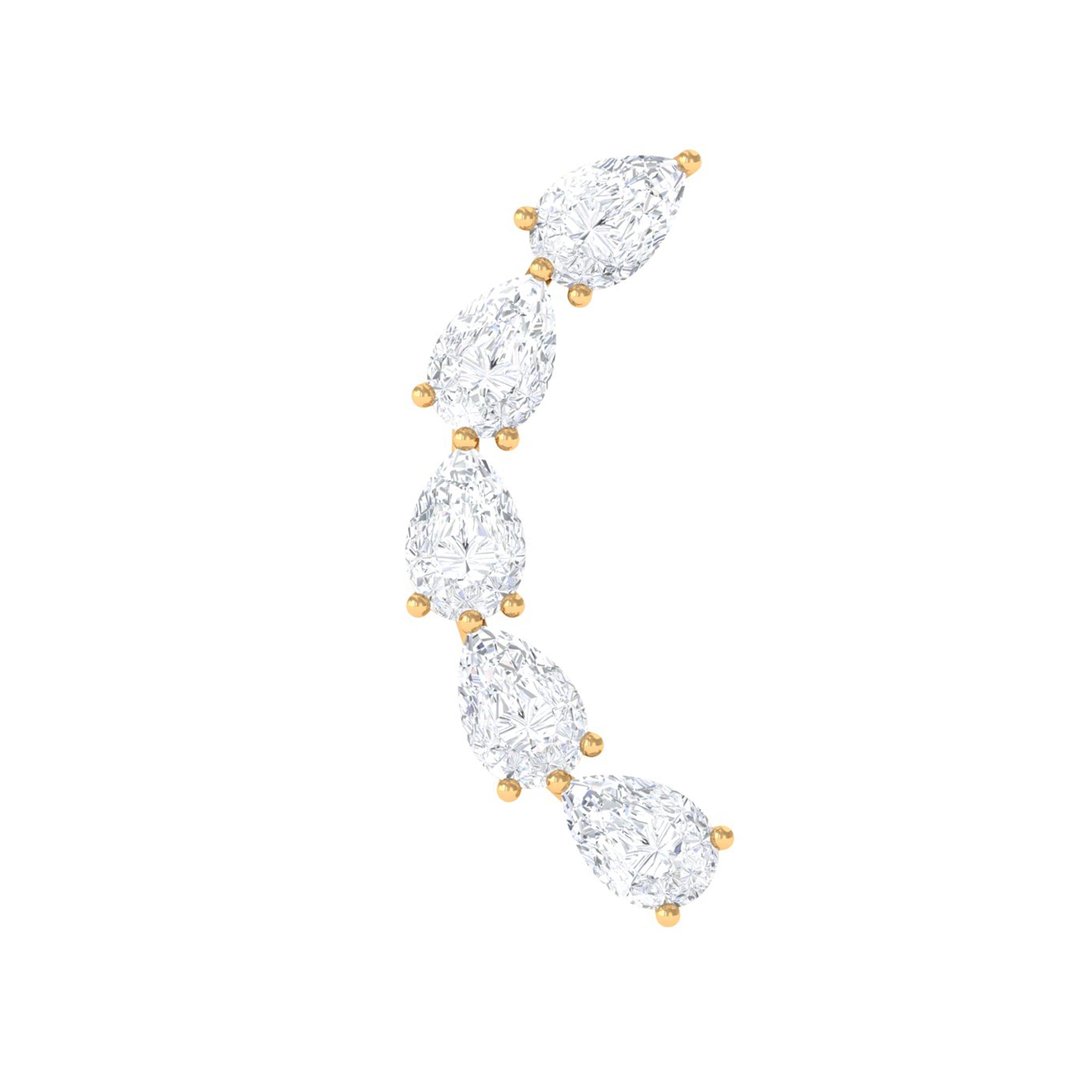 Pear Shape Diamond Crawler Earring for Cartilage Piercing Natural - ( HI-SI ) - Rosec Jewels