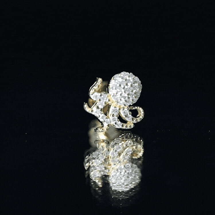 Diamond Octopus Earring with Flat Back Natural - ( HI-SI ) - Rosec Jewels