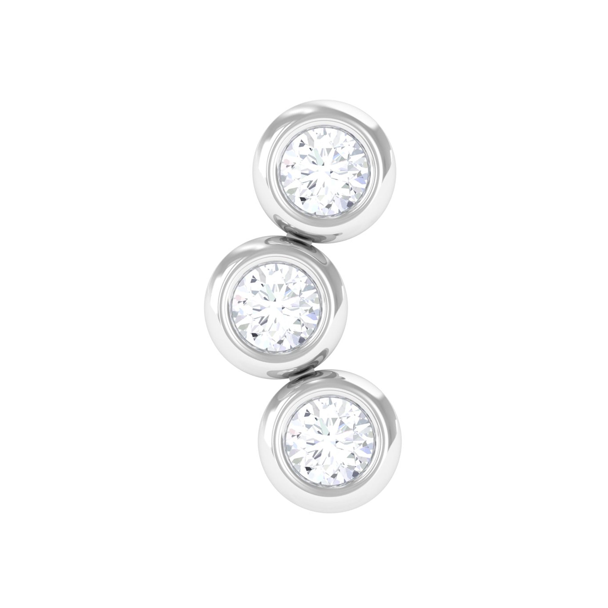 Three Diamond Curved Helix Earring in Bezel Setting Natural - ( HI-SI ) - Rosec Jewels