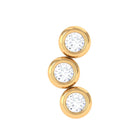 Three Diamond Curved Helix Earring in Bezel Setting Natural - ( HI-SI ) - Rosec Jewels