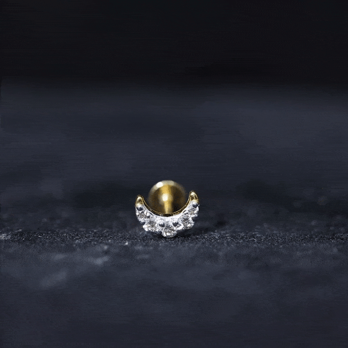 Round Cut Diamond Crescent Moon Cartilage Earring Natural - ( HI-SI ) - Rosec Jewels
