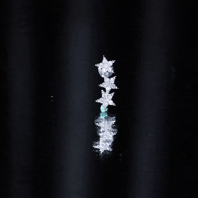 Diamond 3 Star Crawler Earring for Cartilage Piercing Natural - ( HI-SI ) - Rosec Jewels