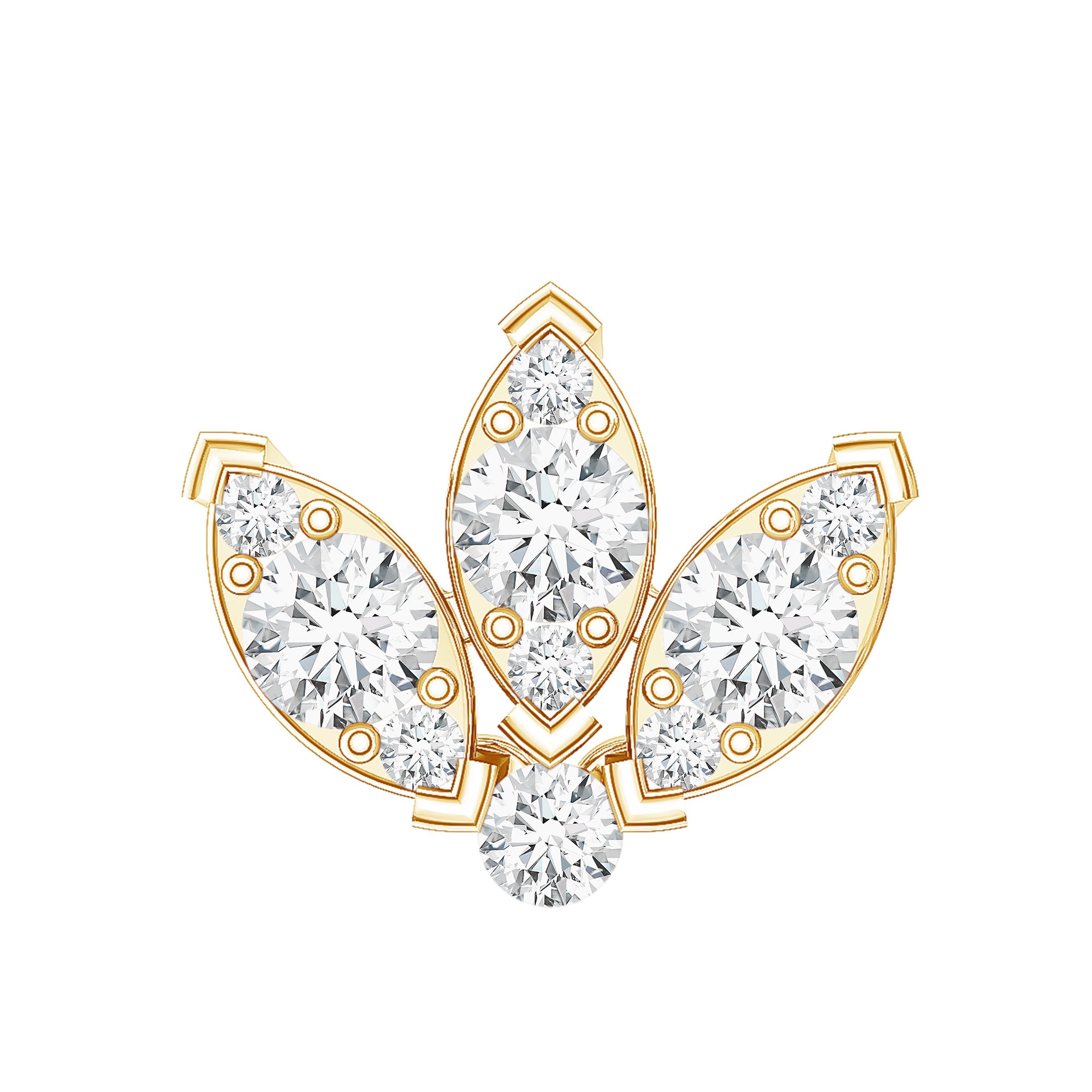 Certified Diamond Lotus Flower Earring with Flat Back Natural - ( HI-SI ) - Rosec Jewels