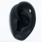 Natural Three Diamond Cluster Tragus Earring Natural - ( HI-SI ) - Rosec Jewels