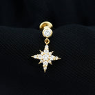 Certified Diamond Starburst Drop Earring for Helix Piercing Natural - ( HI-SI ) - Rosec Jewels