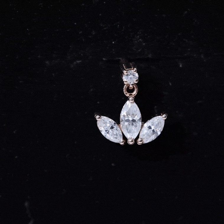 Marquise Diamond Lotus Cartilage Drop Earring Natural - ( HI-SI ) - Rosec Jewels