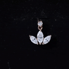 Marquise Diamond Lotus Cartilage Drop Earring Natural - ( HI-SI ) - Rosec Jewels