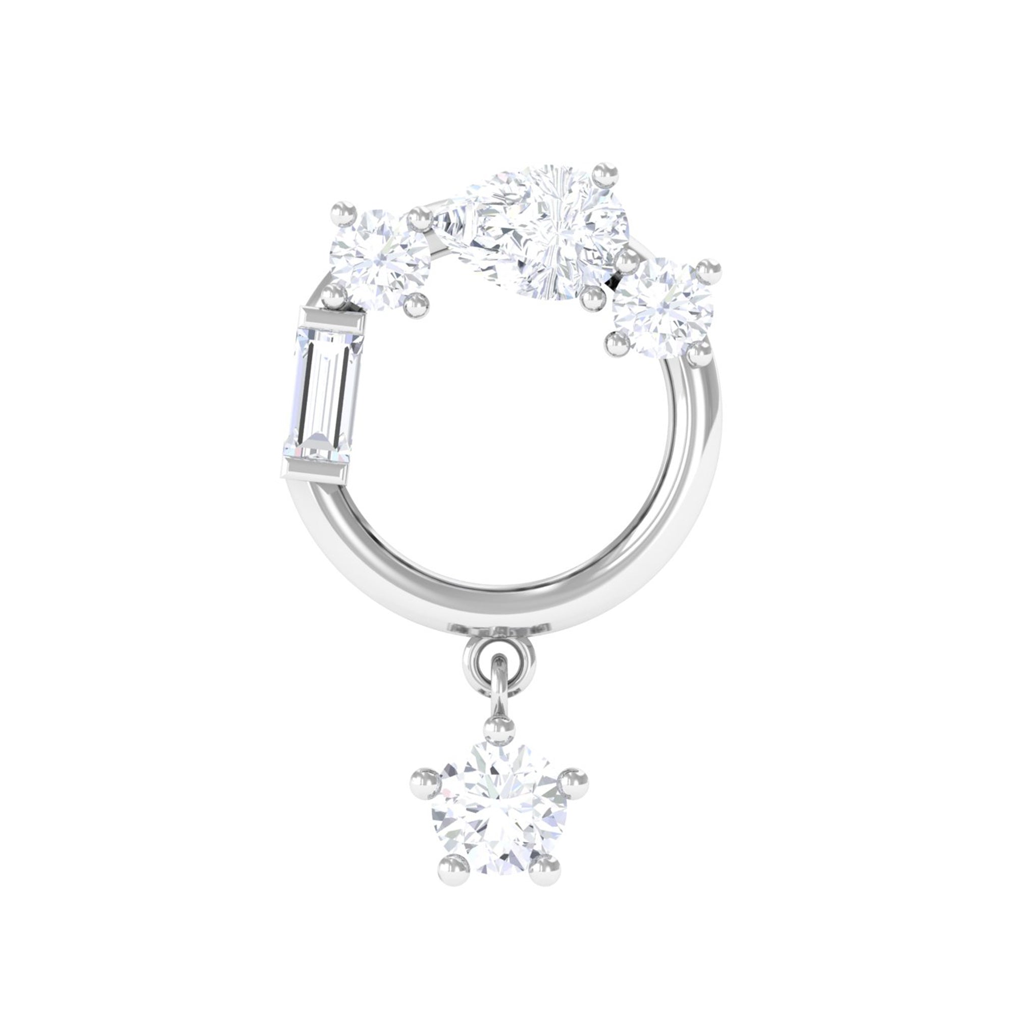 Natural Diamond Circle Drop Earring with Flat Back Natural - ( HI-SI ) - Rosec Jewels