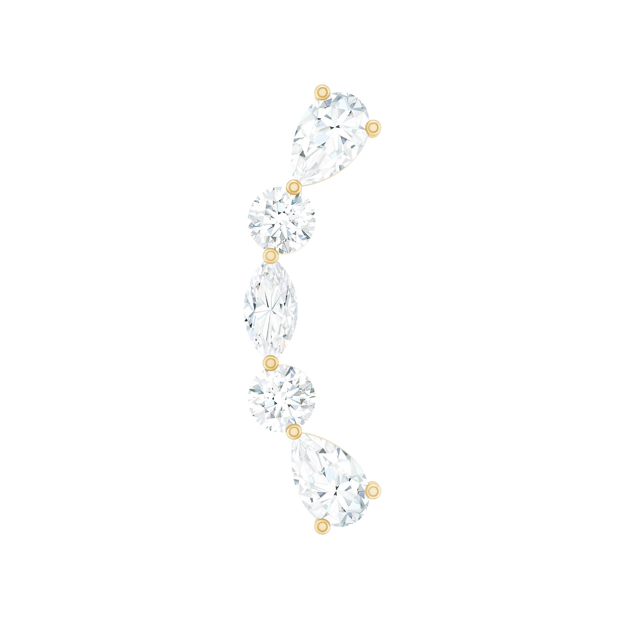 Simple Diamond Curved Crawler Earring for Helix Piercing