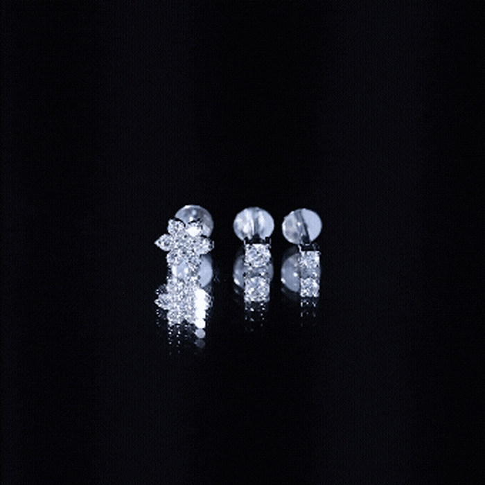 Certified Diamond Flower Helix Earring Set of 3 Natural - ( HI-SI ) - Rosec Jewels