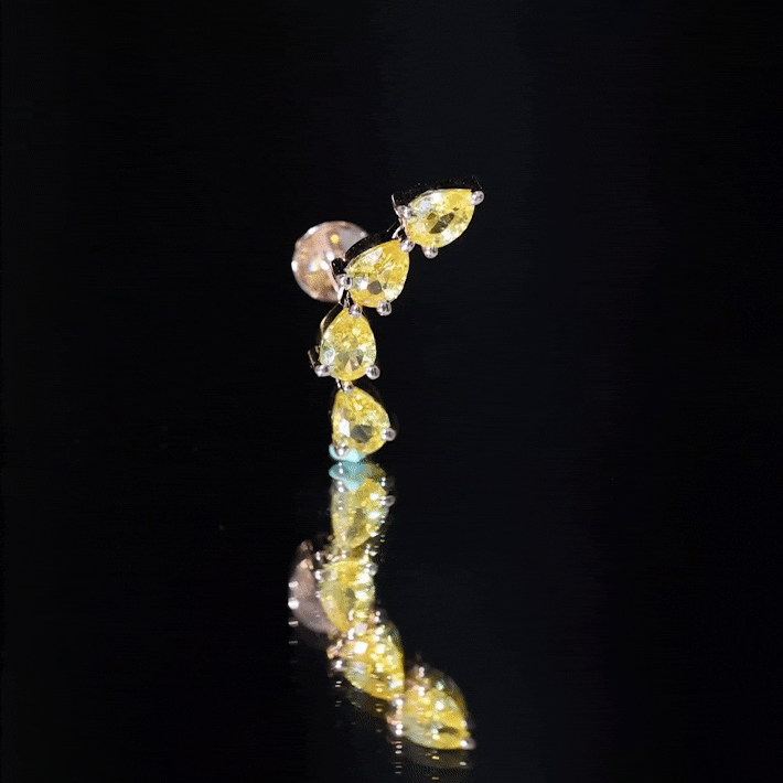 Lab Created Yellow Sapphire Crawler Earrings Lab Created Yellow Sapphire - ( AAAA ) - Quality - Rosec Jewels