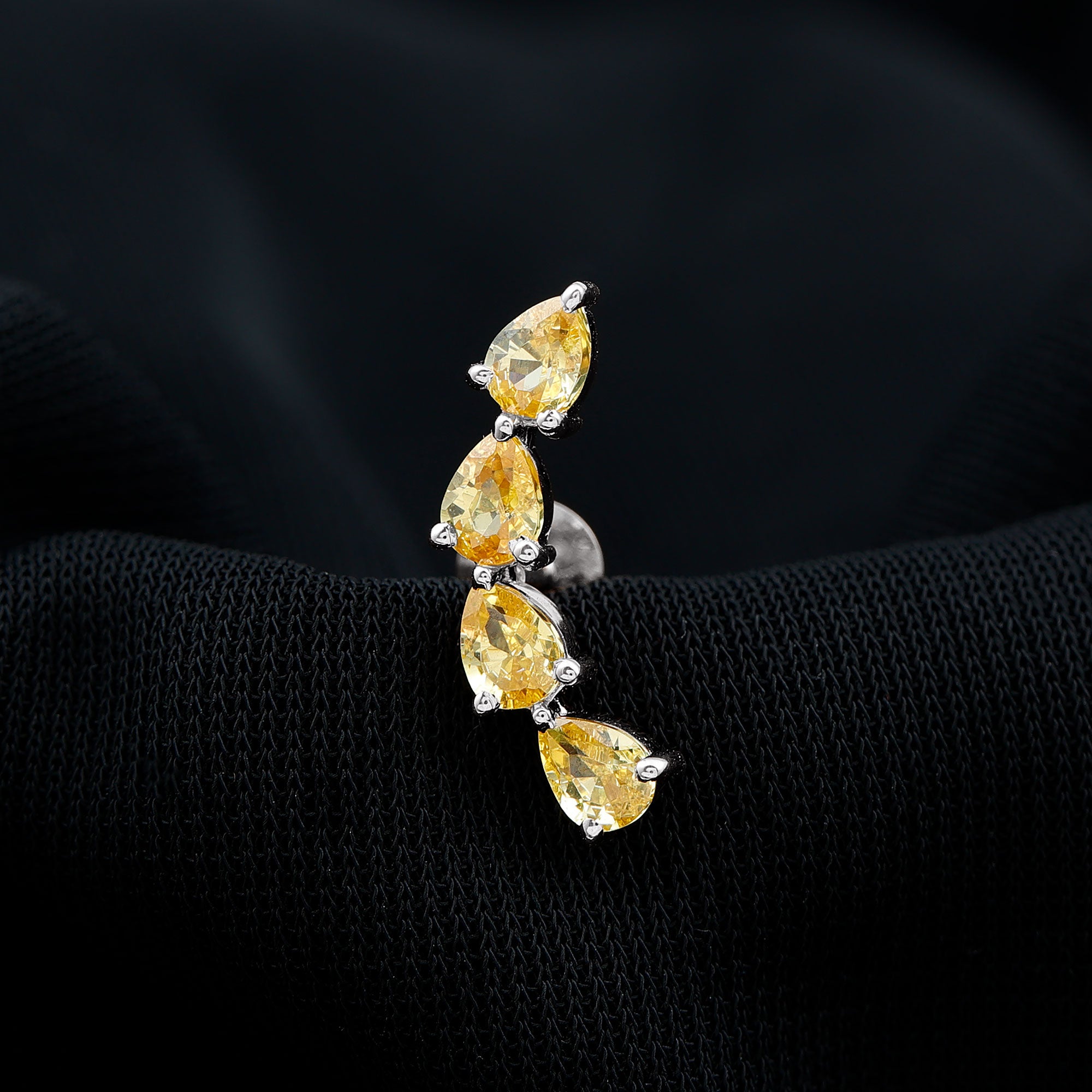 Lab Created Yellow Sapphire Crawler Earrings Lab Created Yellow Sapphire - ( AAAA ) - Quality - Rosec Jewels