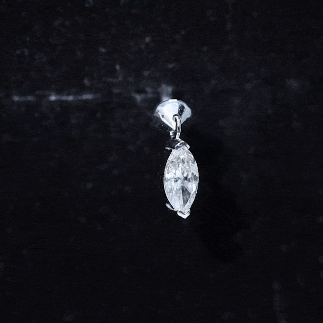 Marquise Diamond Cartilage Dangle Earring Lab - ( EF-VS ) - Rosec Jewels