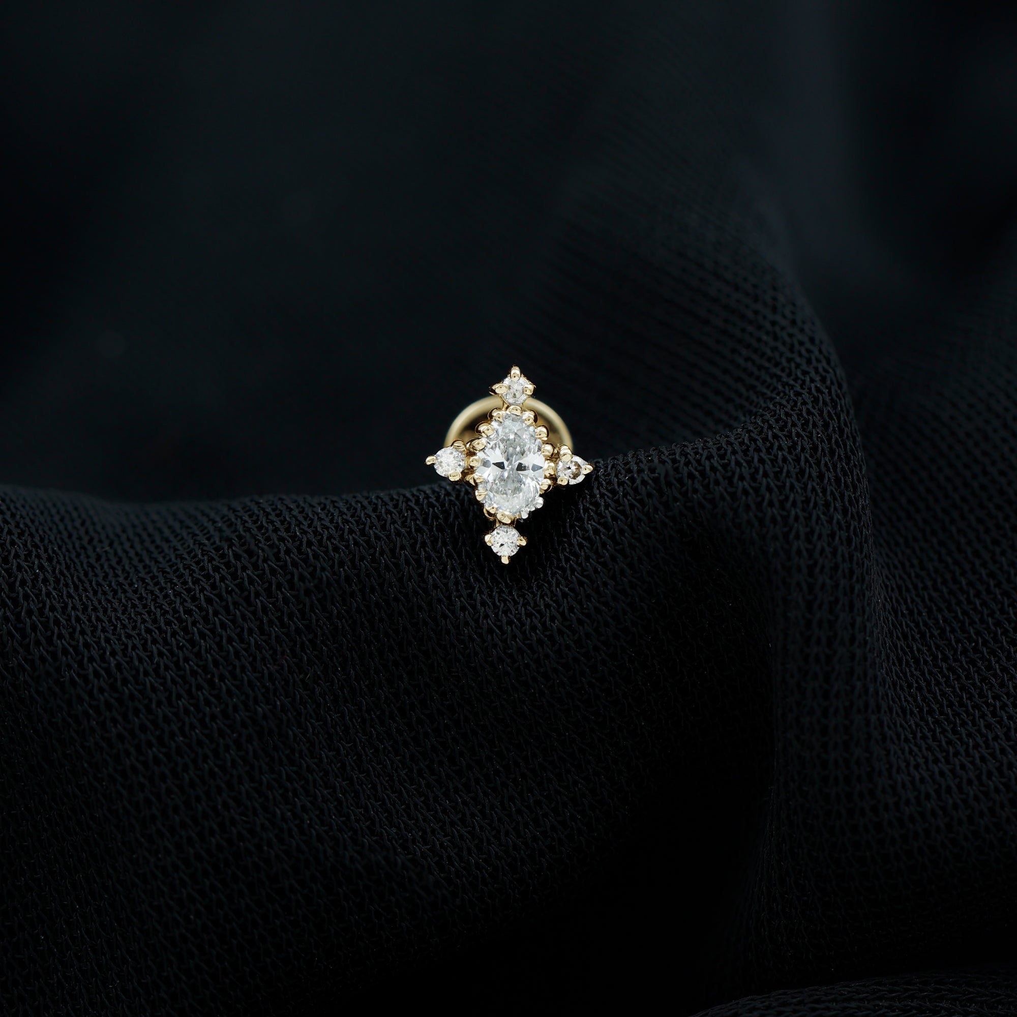 Rosec Jewels-Vintage Inspired Oval Diamond Cartilage Earring