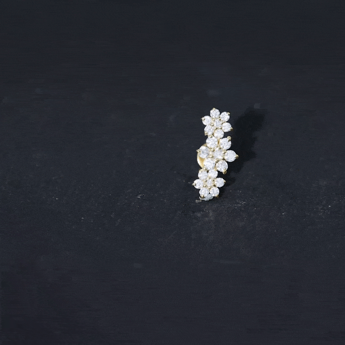 Certified Diamond Flower Crawler Cartilage Earring Lab - ( EF-VS ) - Rosec Jewels