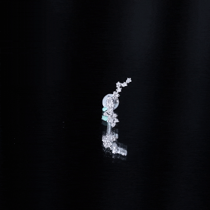 Diamond Cluster Crawler Earring for Helix Piercing Lab - ( EF-VS ) - Rosec Jewels