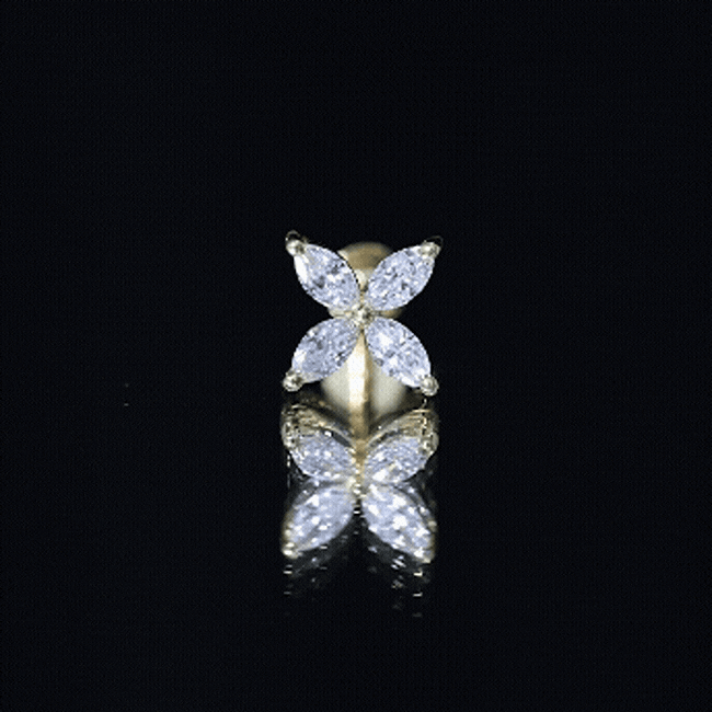 Marquise Four Petal Flower Cartilage Earring Lab - ( EF-VS ) - Rosec Jewels