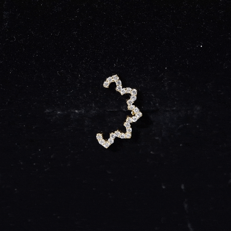 Certified Diamond Curved Floral Earring for Cartilage Piercing Lab - ( EF-VS ) - Rosec Jewels