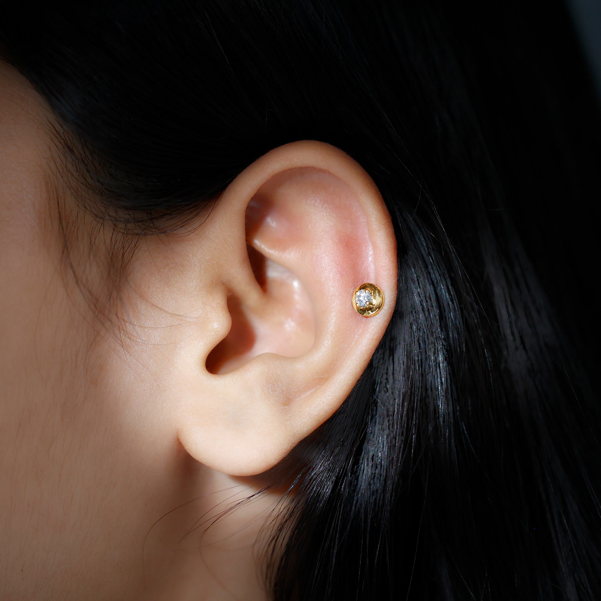 Classic Diamond Solitaire Helix Piercing Earring Lab - ( EF-VS ) - Rosec Jewels