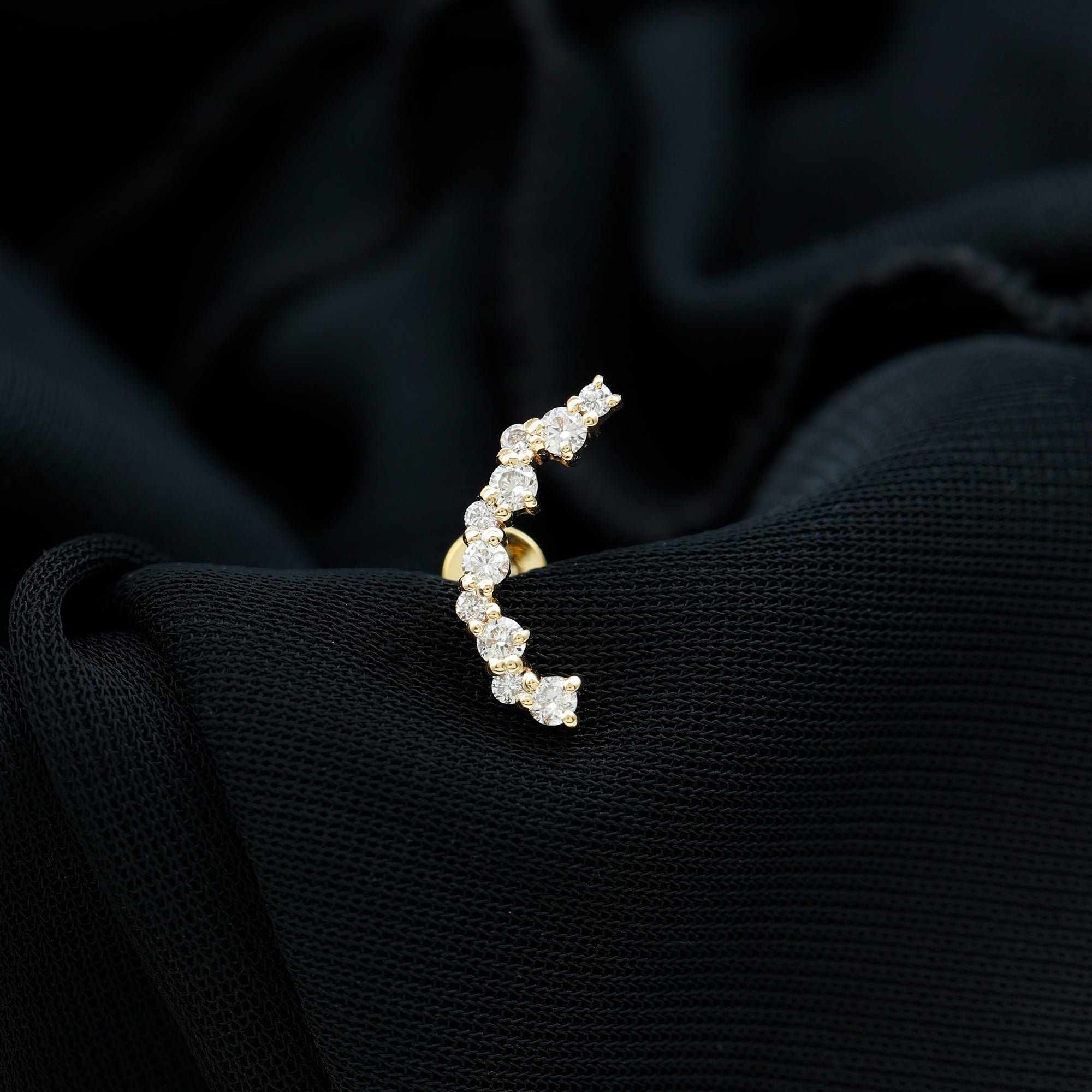 Rosec Jewels-Certified Diamond Curved Crawler Earring for Women